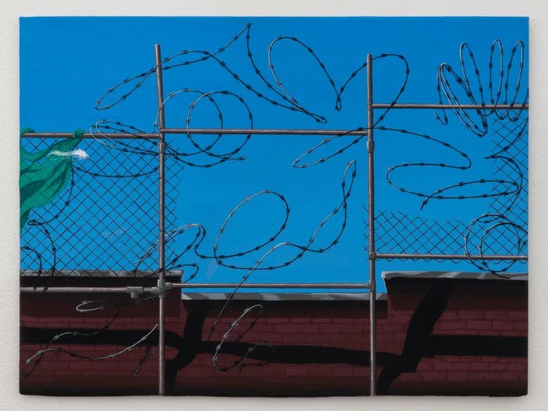 Roof Game, 2016, gouache and acrylic on book cover, 8.5 x 11.25 inches