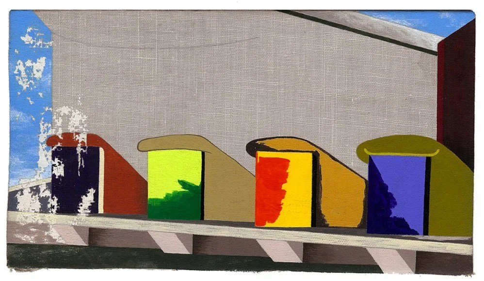 Untitled (C-43), 2012, gouache and acrylic on book cover, 4.125" x 7.4375"