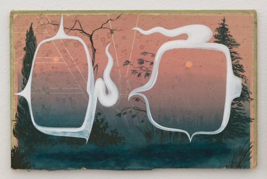 Too Much for Title, 2016, gouache and acrylic on book cover, 5 x 7 inches