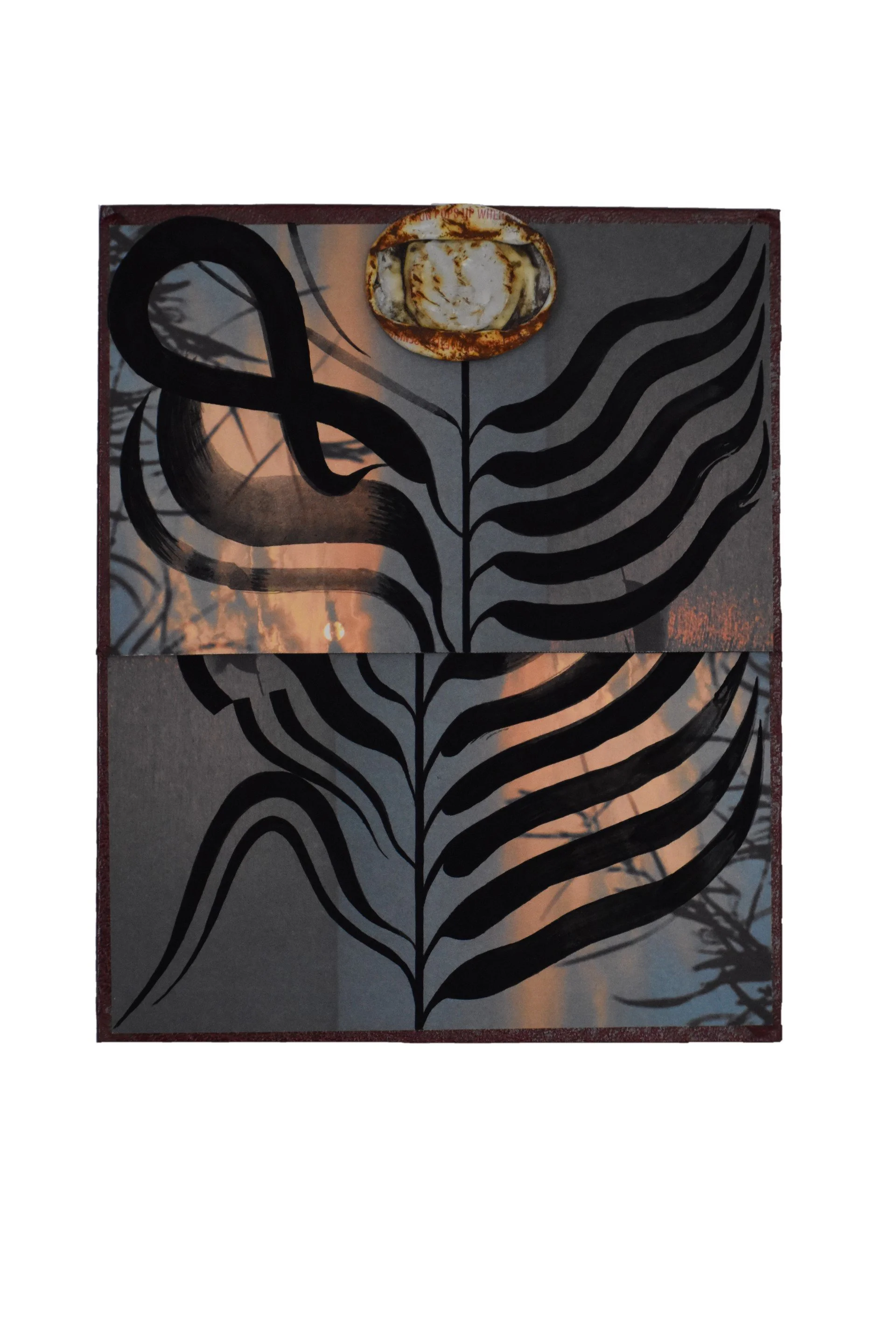 Tulip 2, 2021, acrylic and bottle cap on book cover, 7.12 x 8.50 in.