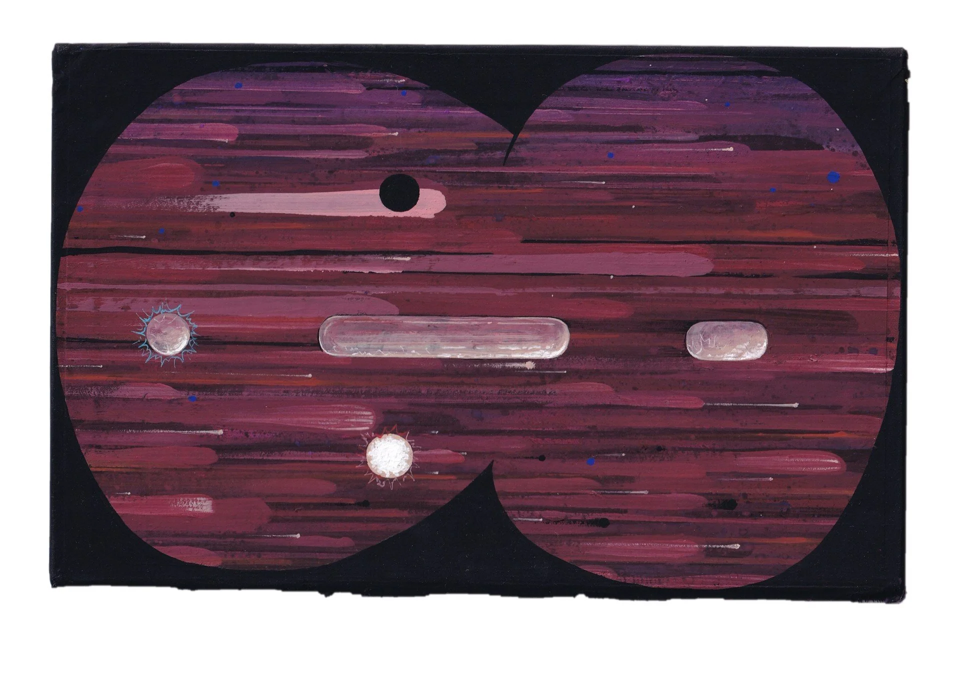 Hidden Smile, 2016, gouache & acrylic on book cover, 5.50 x 8.50 in