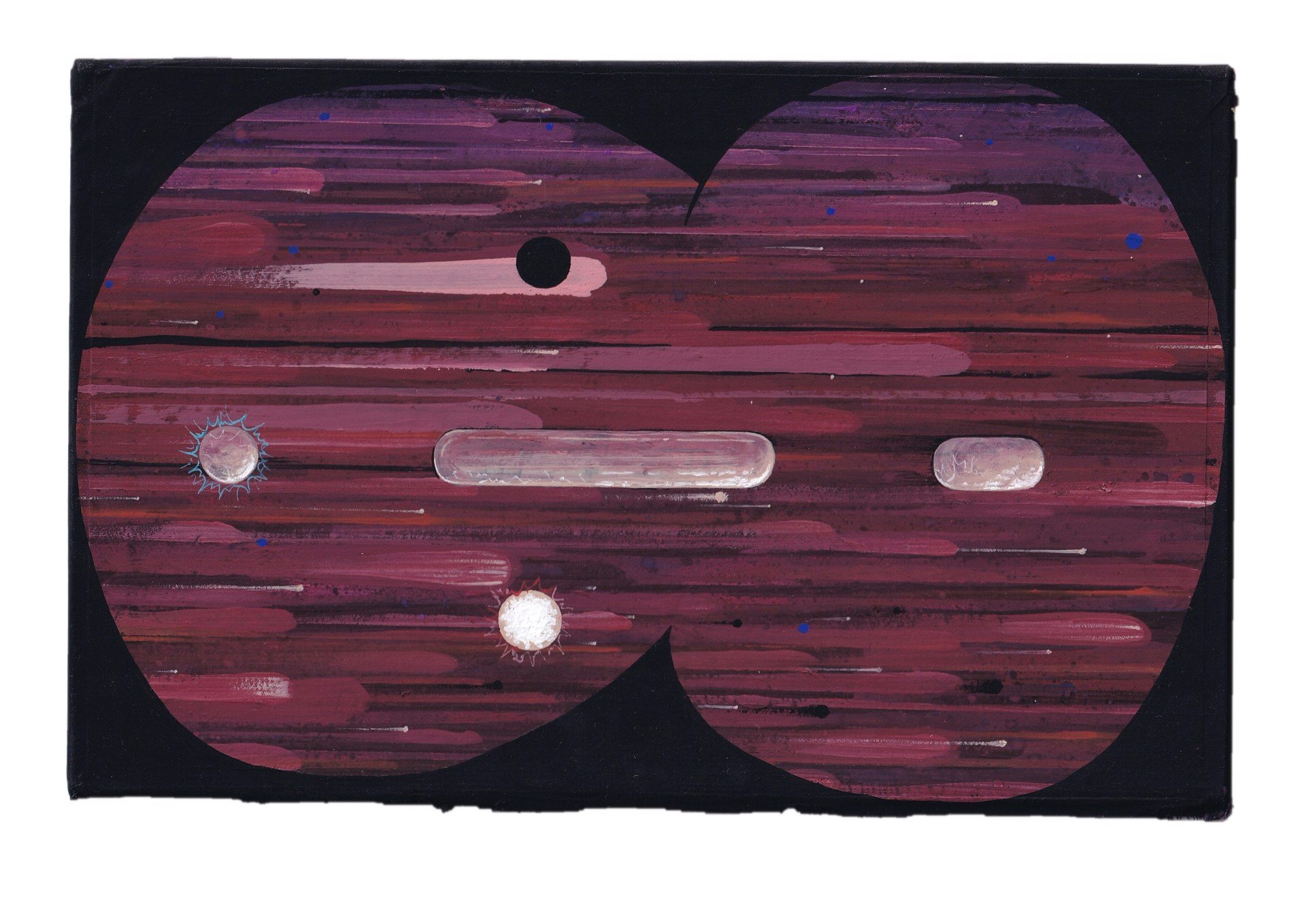 Hidden Smile, 2016, gouache and acrylic on book cover, 5.5 x 8.5 inches