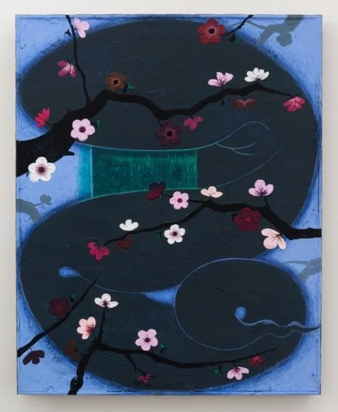 Encounter (cool), 2016, acrylic on found panel, 20 x 16 inches