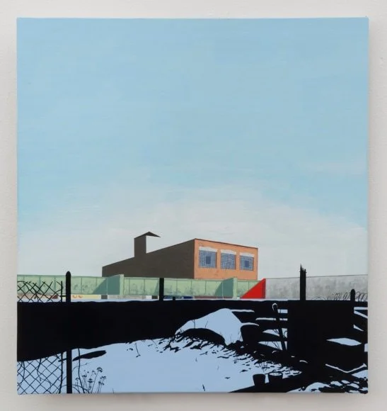 New Girl’s Backyard, 2016, acrylic on book cover, 13.5 x 12.75 inches