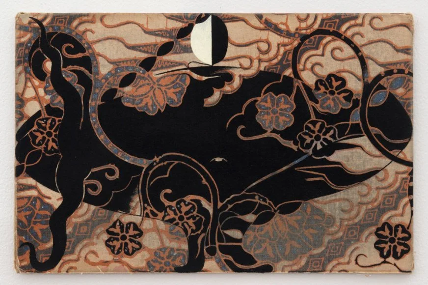 Heeled Squatter, 2016, acrylic on book cover, 5.75 x 9 inches