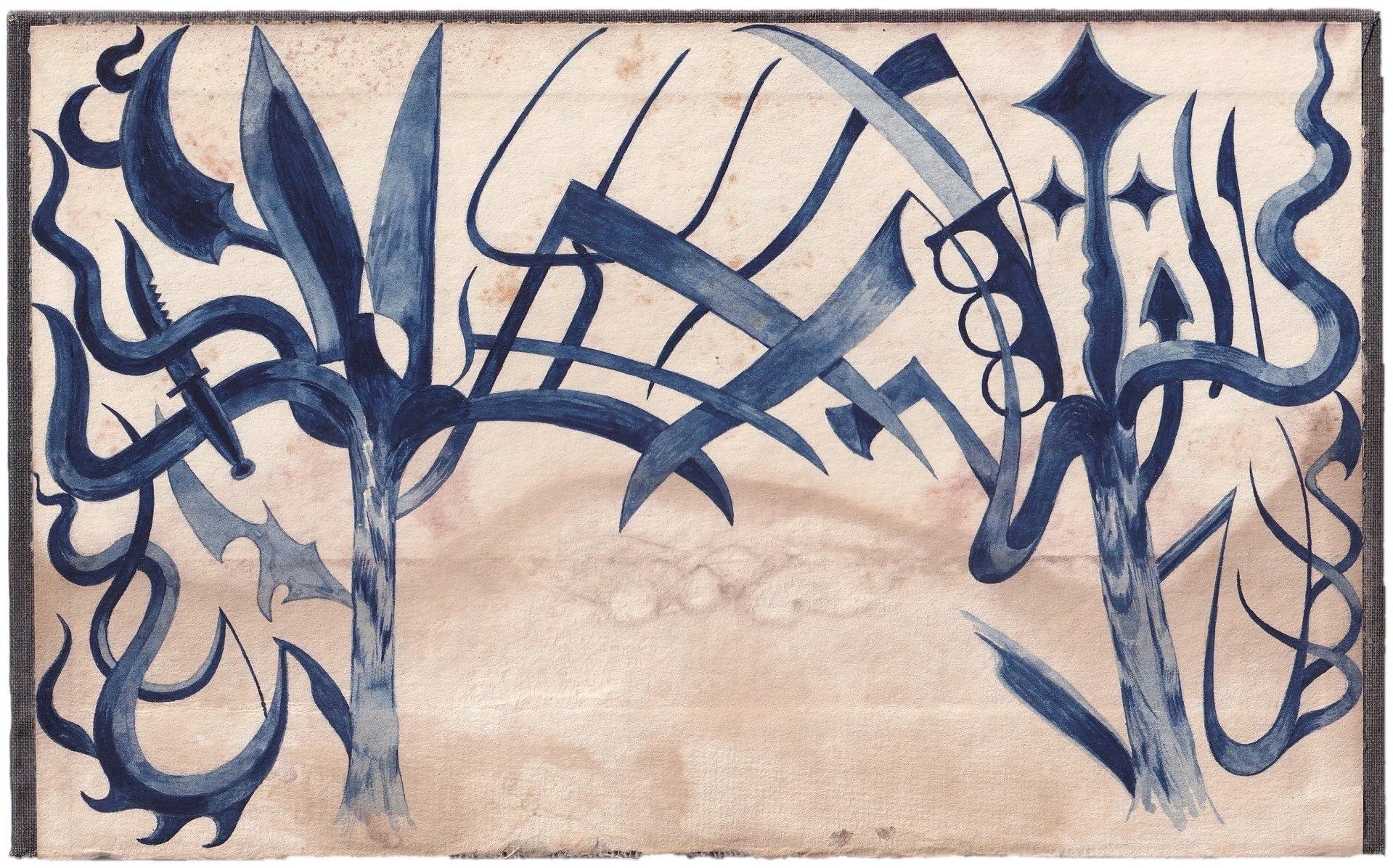 Untitled (Steel), 2020, gouache on book cover, 5.50 x 8.75 in