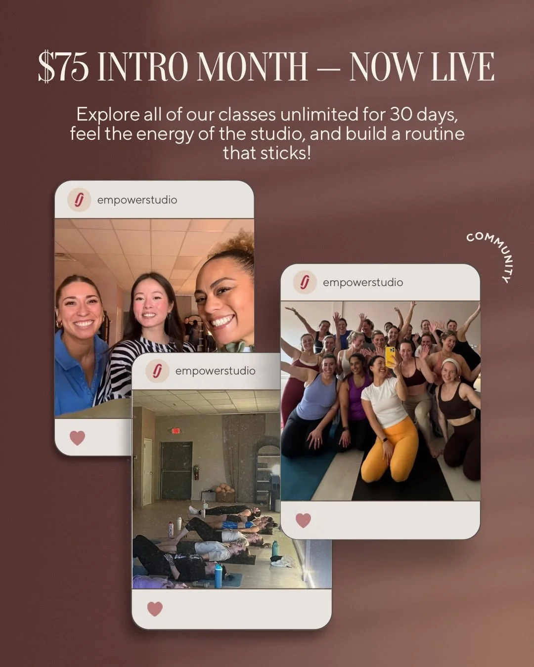 If you&rsquo;ve been waiting for the right time, this is it 🤍 

Our $75 Intro month gives you unlimited access to all classes for 30 days. 

Come as you are. We&rsquo;ll meet you there! Link in bio!! 

#Empowerstudio #marltonfitness #southjerseywell