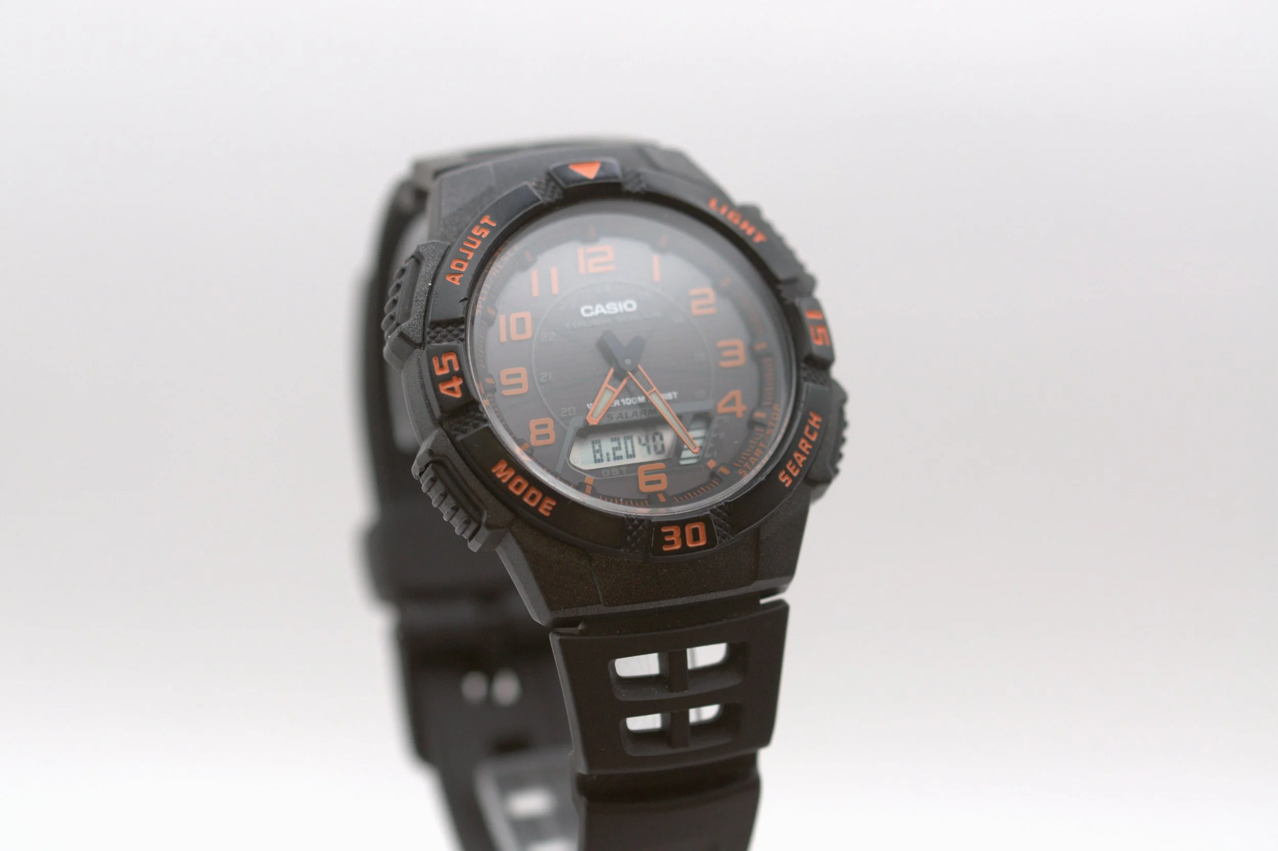 Casio Tough Solar AQ-S800W Black Orange Analog Digital