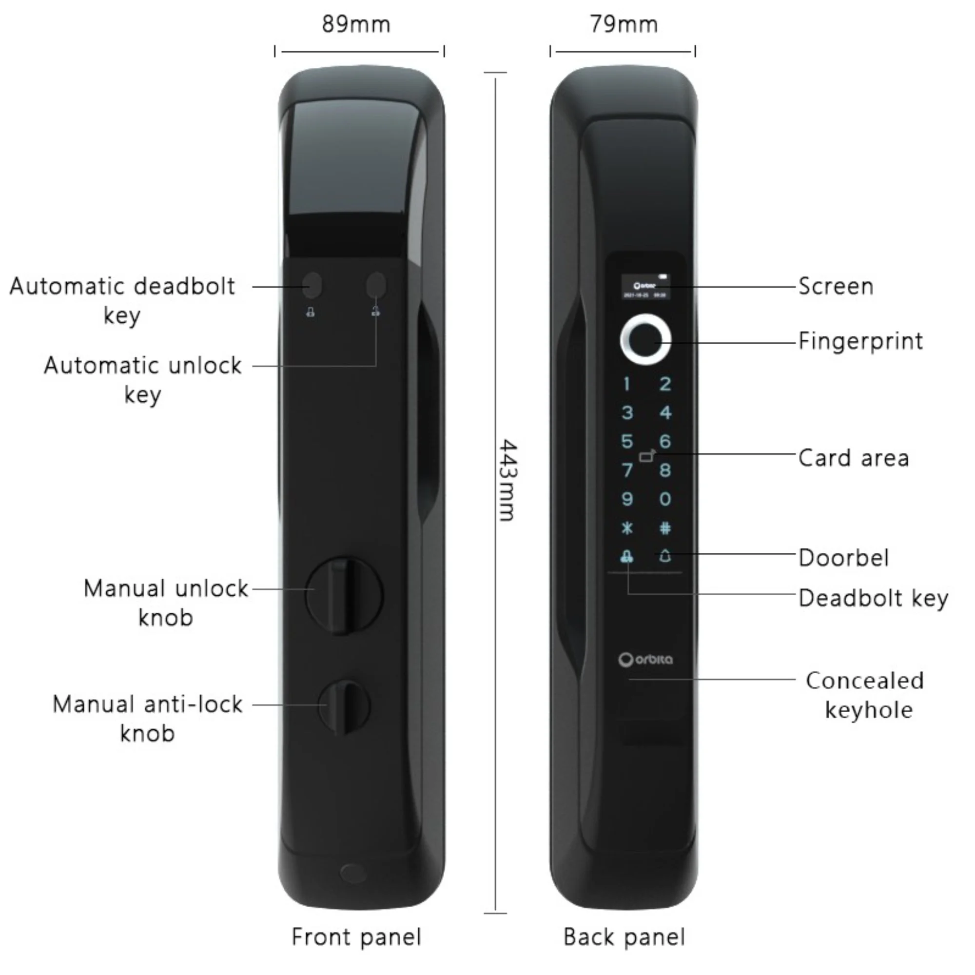 Cerradura Residencial Inteligene Electrónica Automática Tuya Wi-Fi Orbita P8030