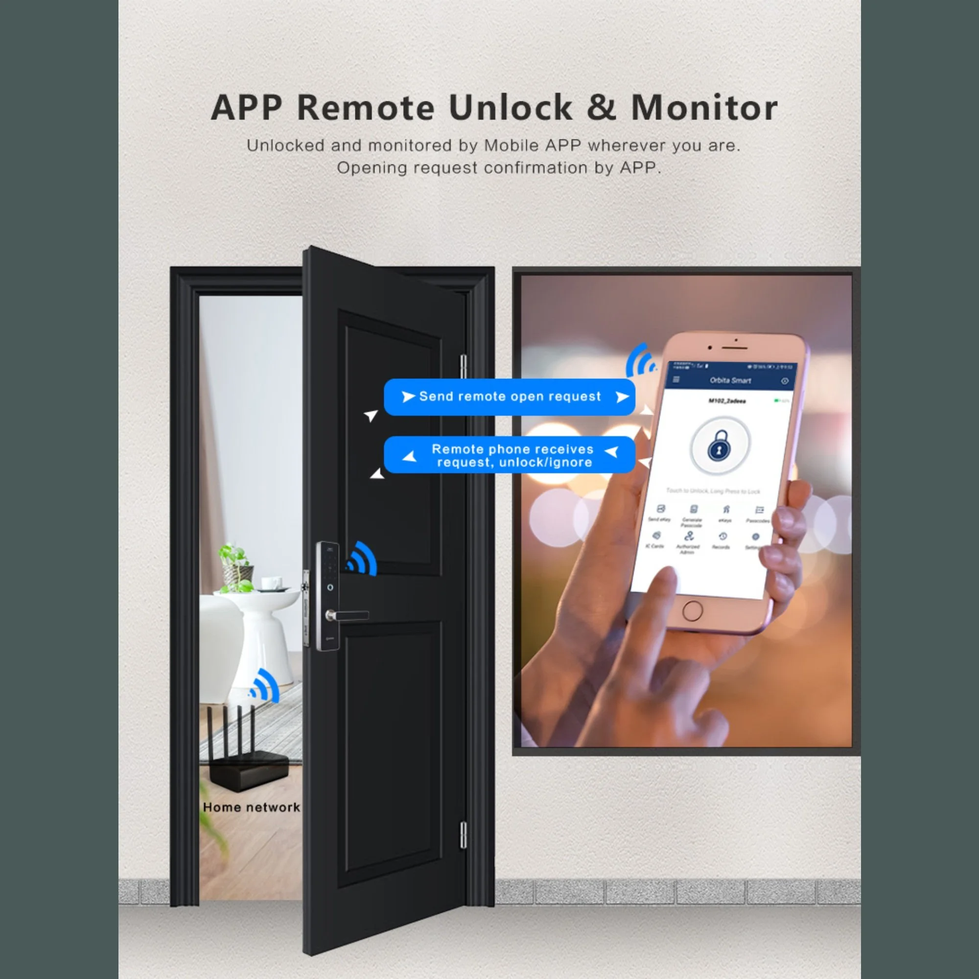 Cerradura inteligente electrónica Residencial Tuya Wi-Fi Orbita P8210