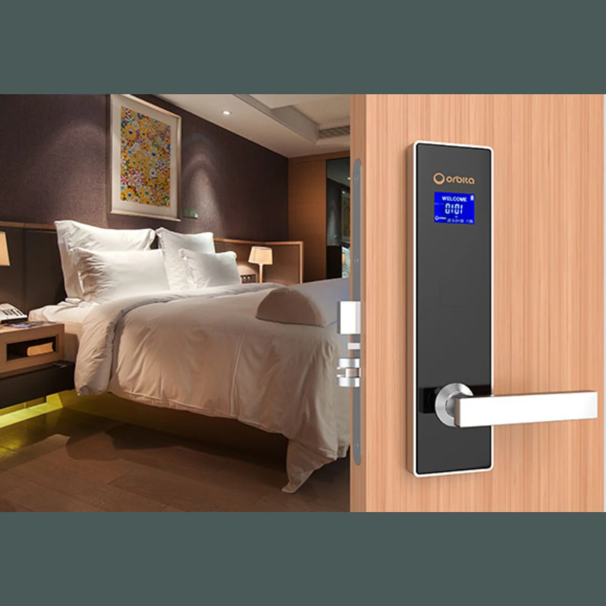 Cerradura Inteligente para Hotel ORBITA E4041 – Acero Inoxidable 304 con Pantalla LCD