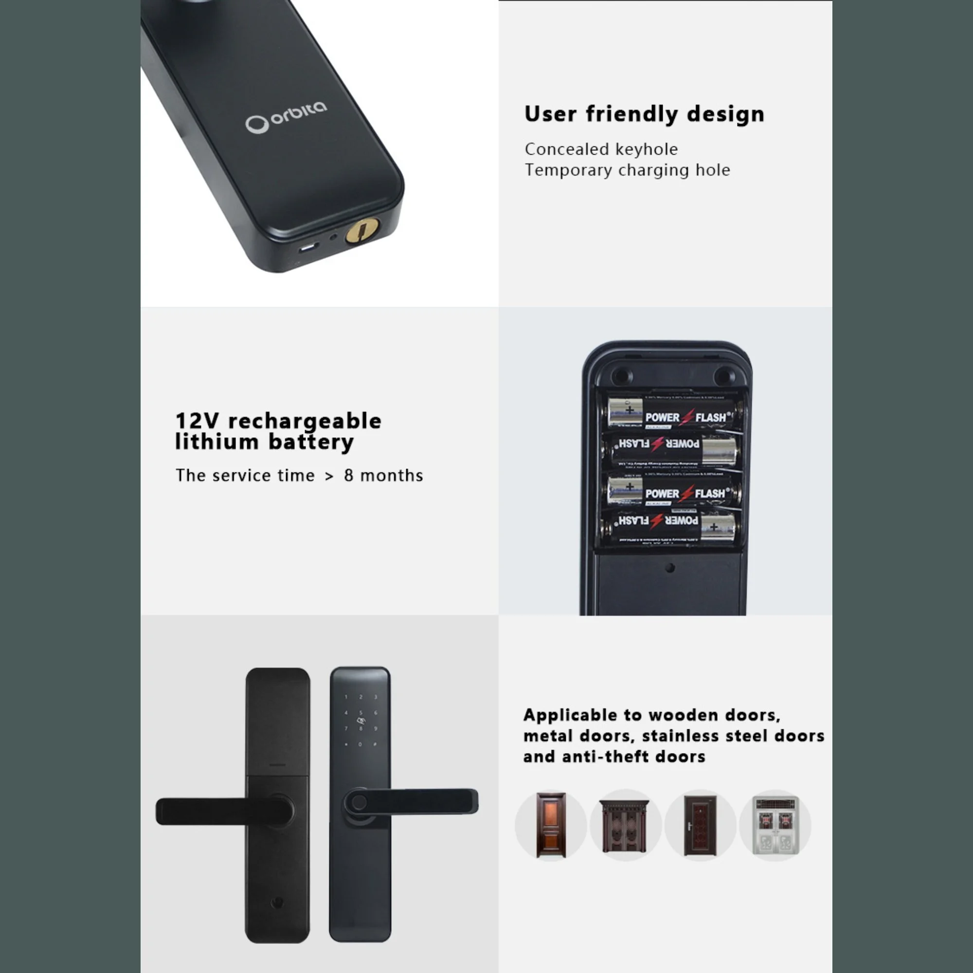 Cerradura Residencial Electrónica Bluetooth Orbita P7026