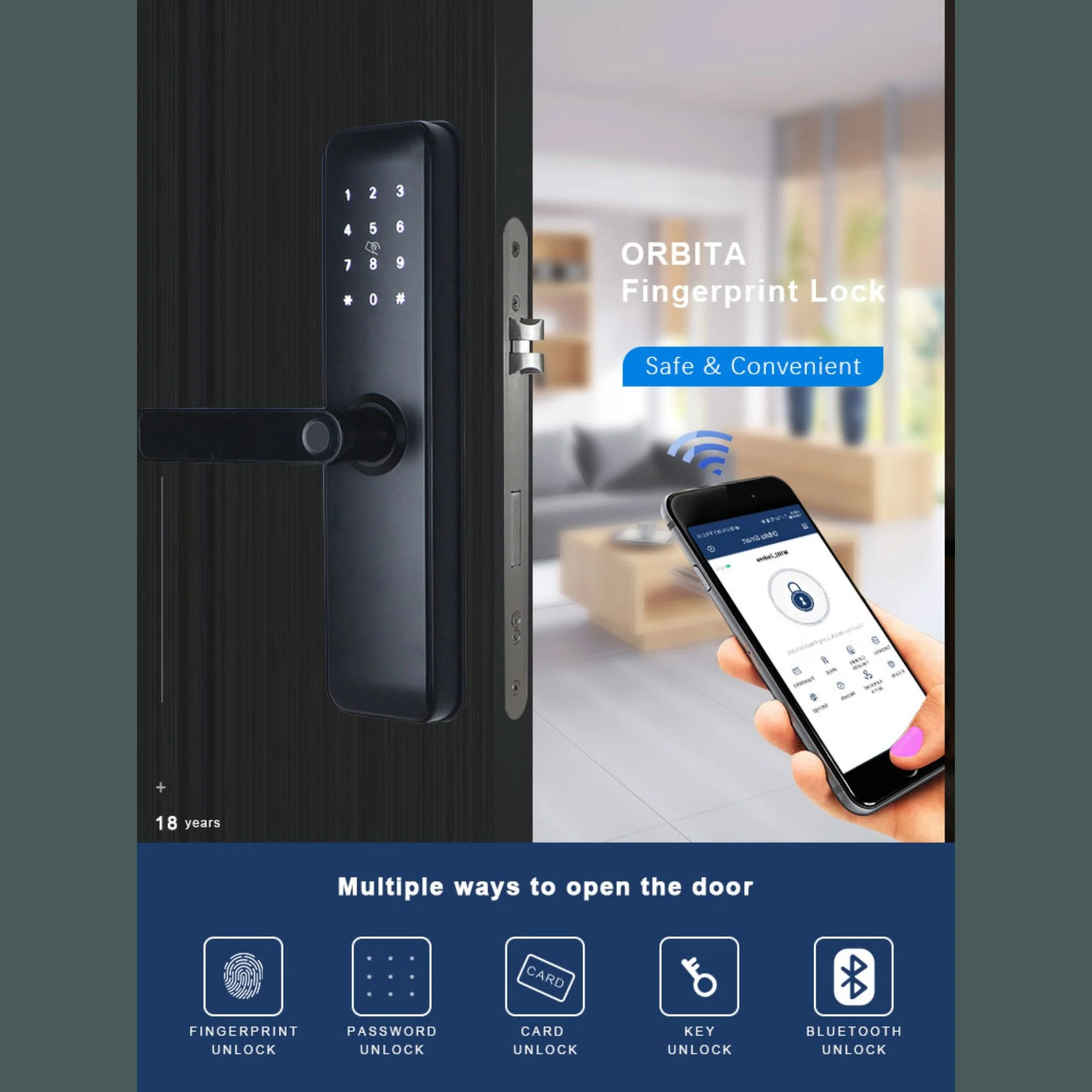 Cerradura Residencial Electrónica Bluetooth Orbita P7026
