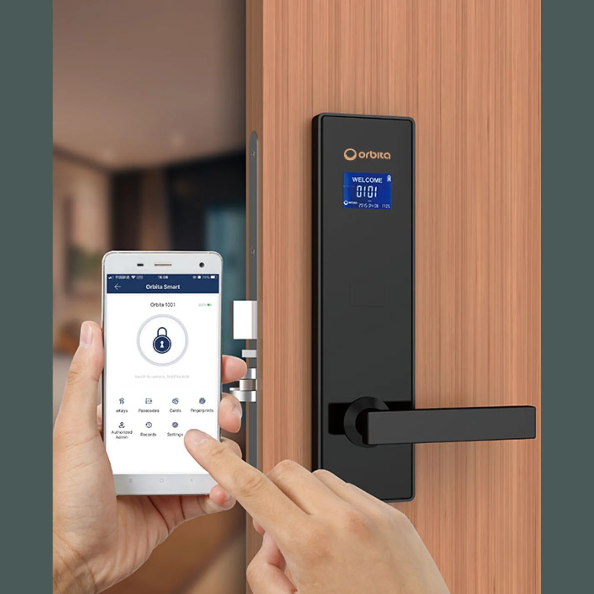 Cerradura Inteligente para Hotel ORBITA E4041 – Acero Inoxidable 304 con Pantalla LCD