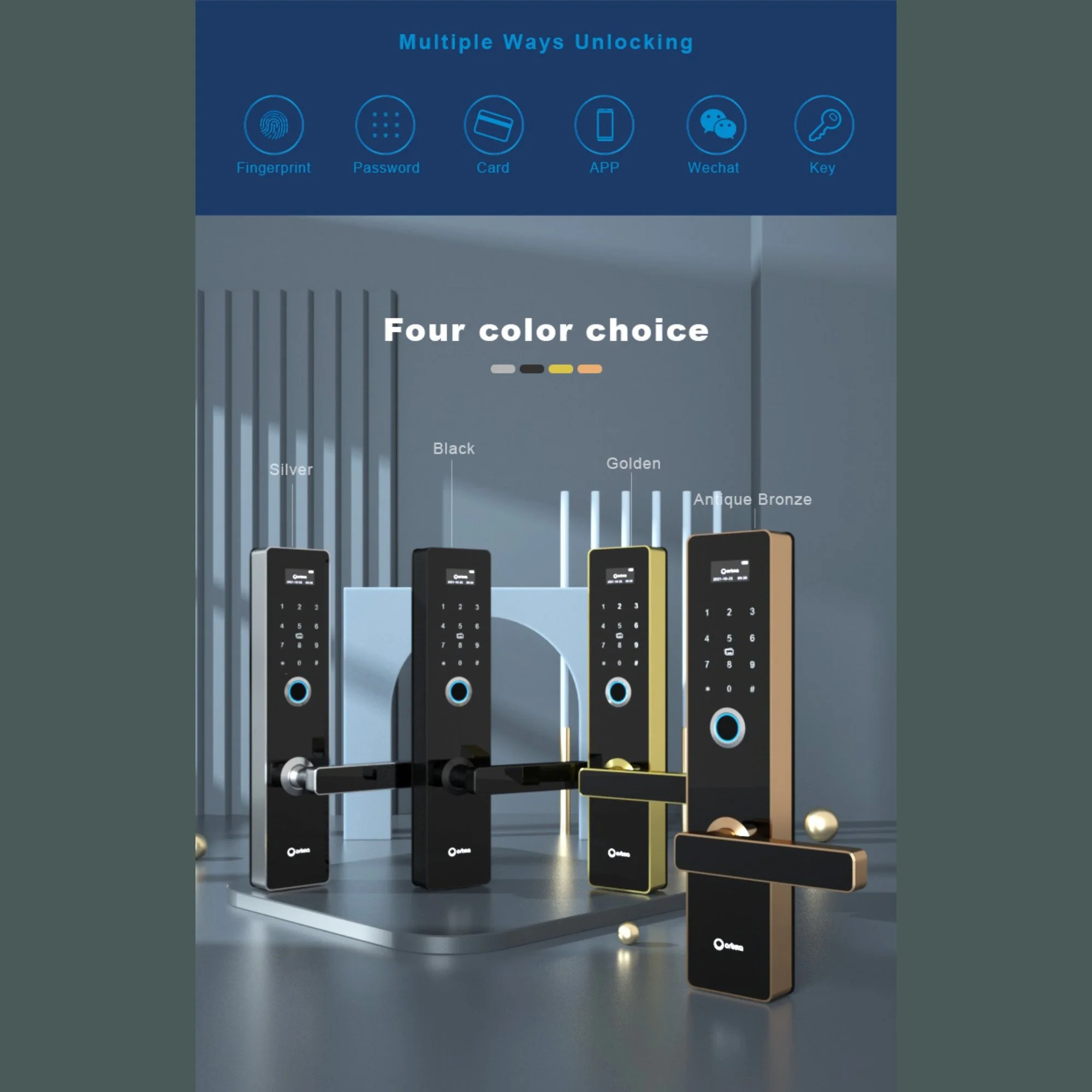 Cerradura inteligente electrónica Residencial Tuya Wi-Fi Orbita P8210