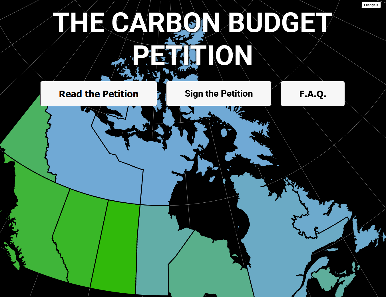 Carbon Budget Petition website screenshot