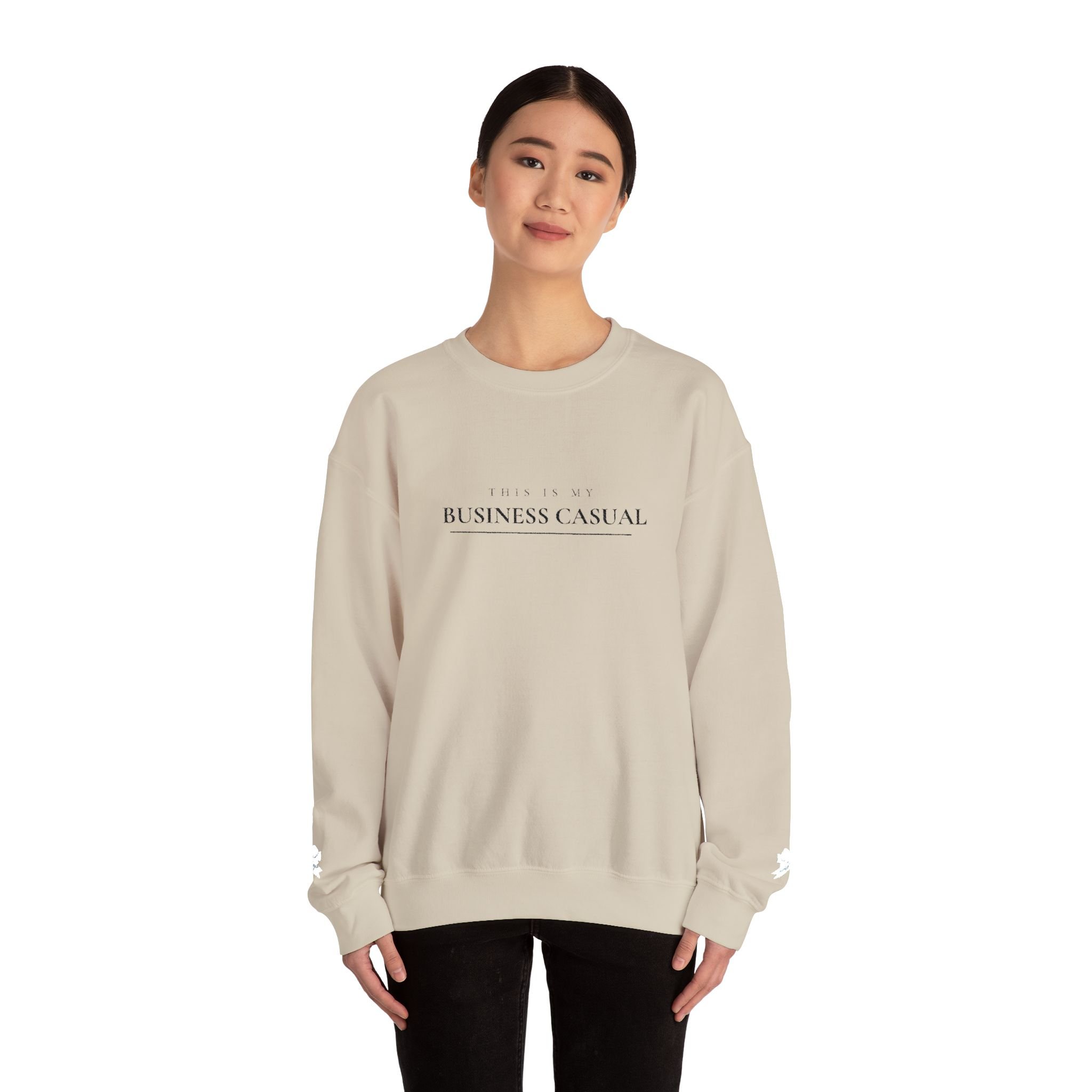This Is My Business Casual Crewneck Sweatshirt — Blush & Slate —  Cute Cream Crewneck
