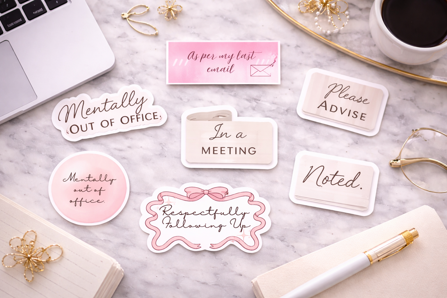 The Admin Era Pack™ – Aesthetic Office Vinyl Sticker Set