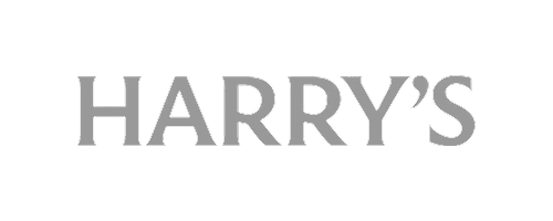 The image displays the words "HARRY'S" in large, bold, gray font on a black background.