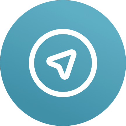 Telegram app icon with paper airplane symbol in a white circle on a blue background.