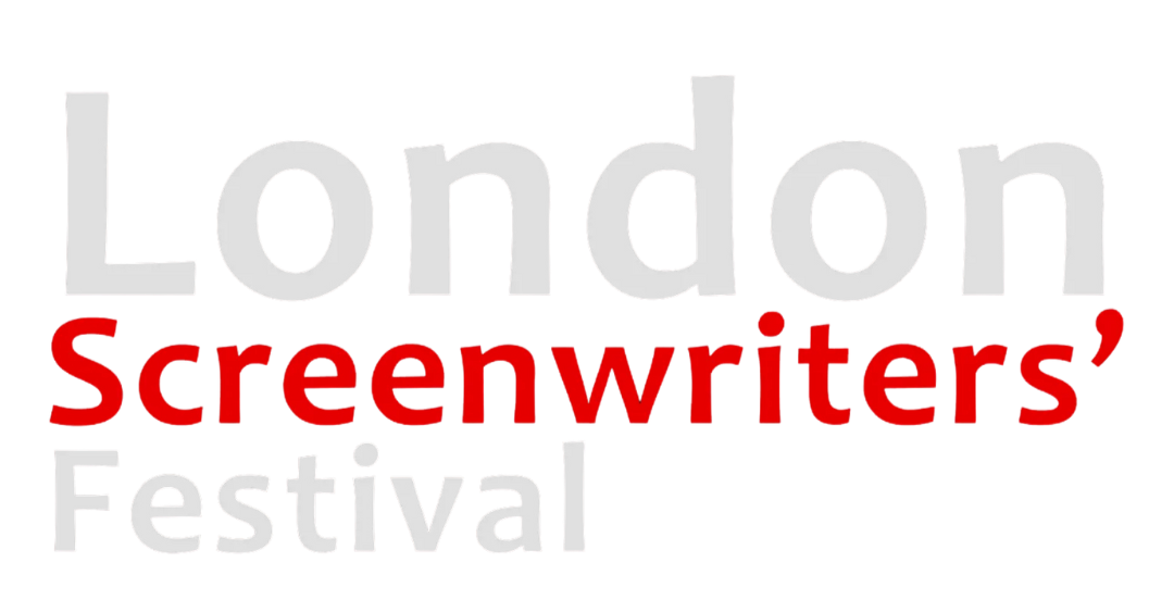 Logo for the London Screenwriters' Festival with the words 'London' in large gray letters, 'Screenwriters' in red, and 'Festival' in white.