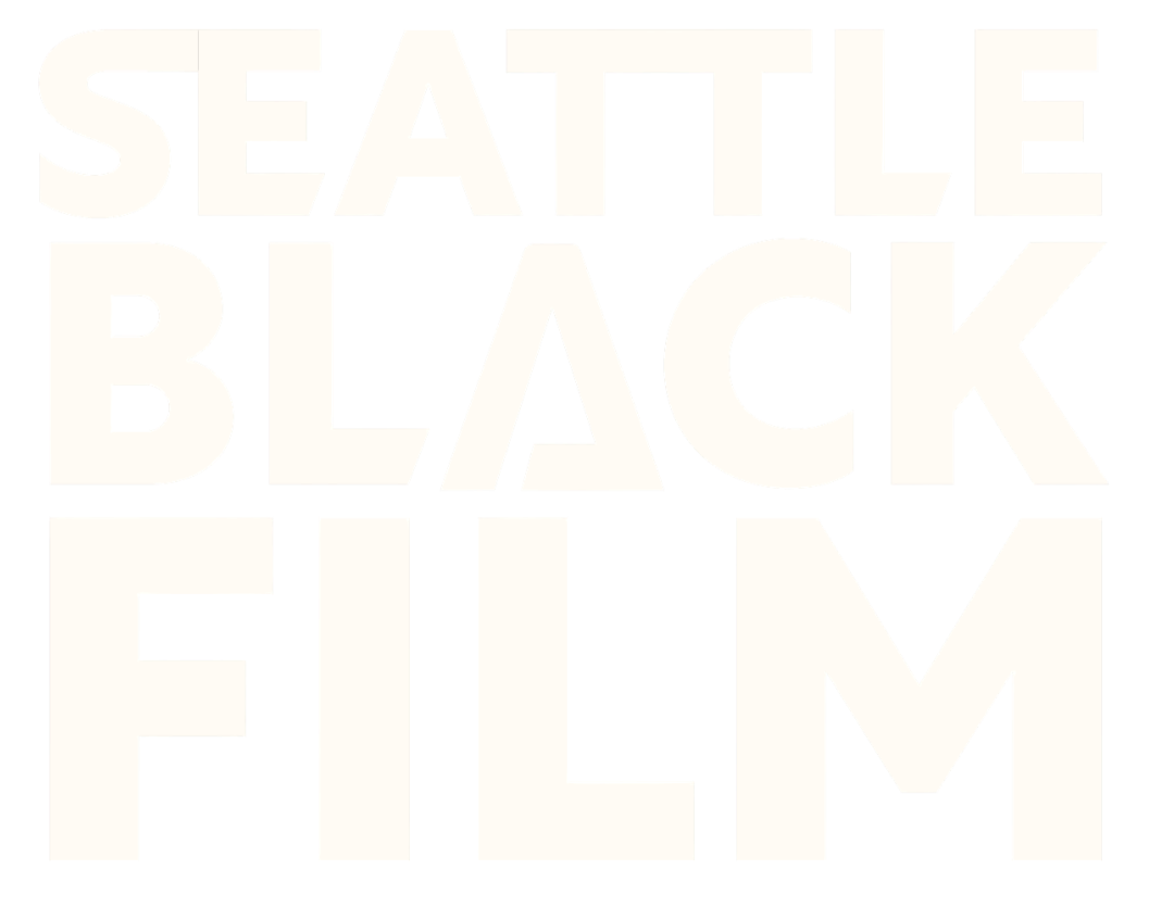 Logo for Seattle Black Film with black and white text in bold capital letters.