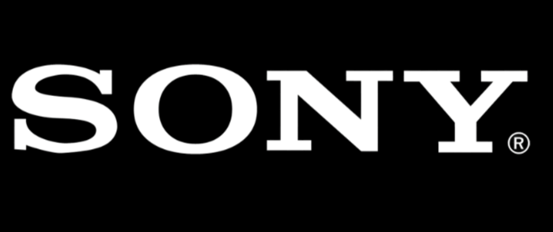 Sony logo in white letters on a black background.