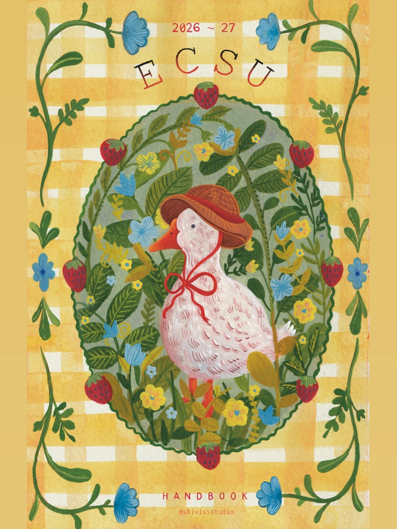 The Spring Duck 🦆 🌷 
Gouache and Watercolour on Paper
For the ECU Student Handbook Contest 2026. 
It&rsquo;s been selected as one of the top 6 designs and voting is now open!! 
Find the link to vote in @ecsu_10 &lsquo;s bio 
YIPPEEE