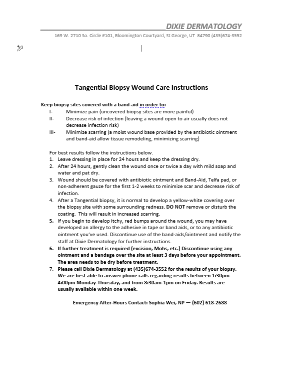 Biopsy Wound Care Instructions