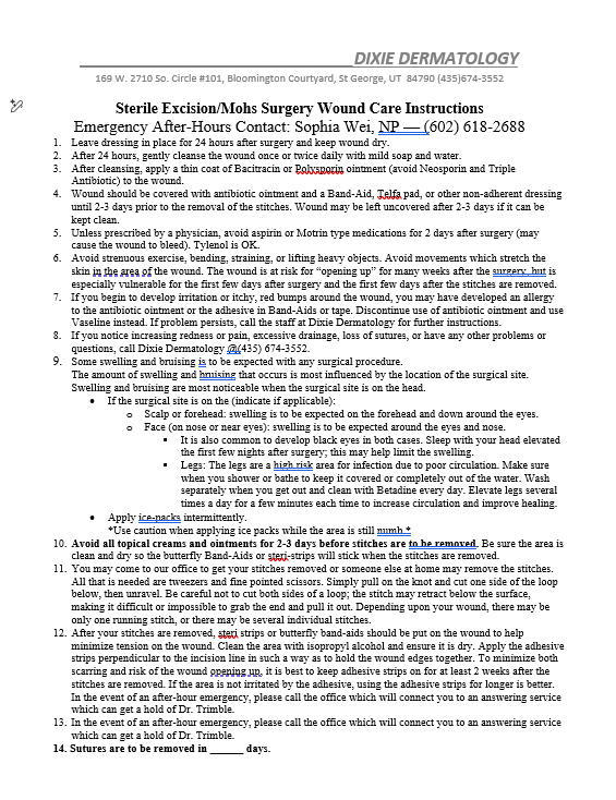 Excision Wound Care Instructions
