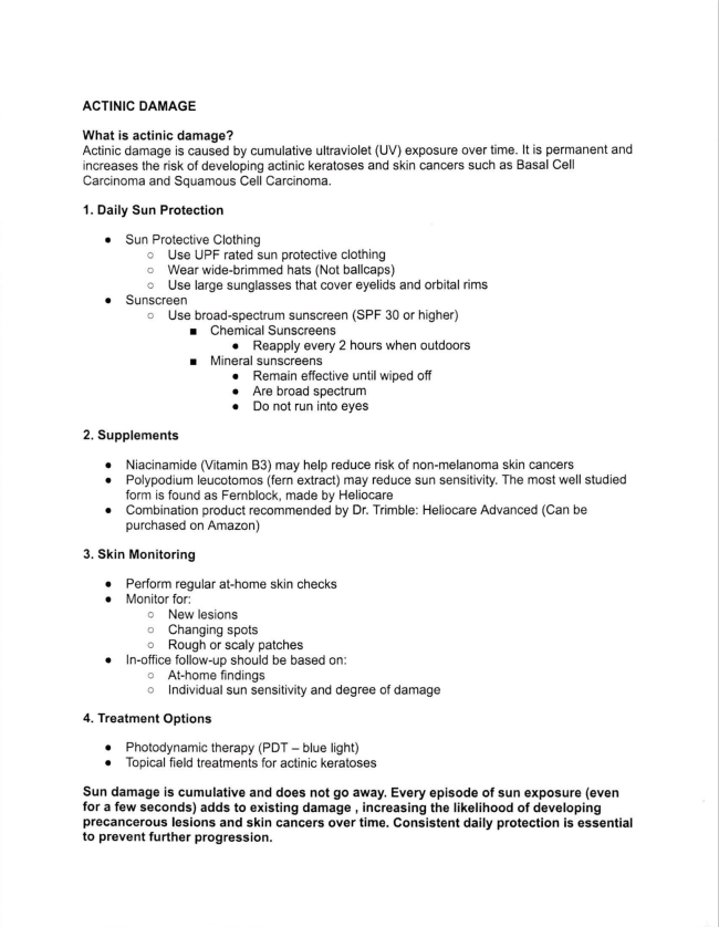 Actinic Damage Handout