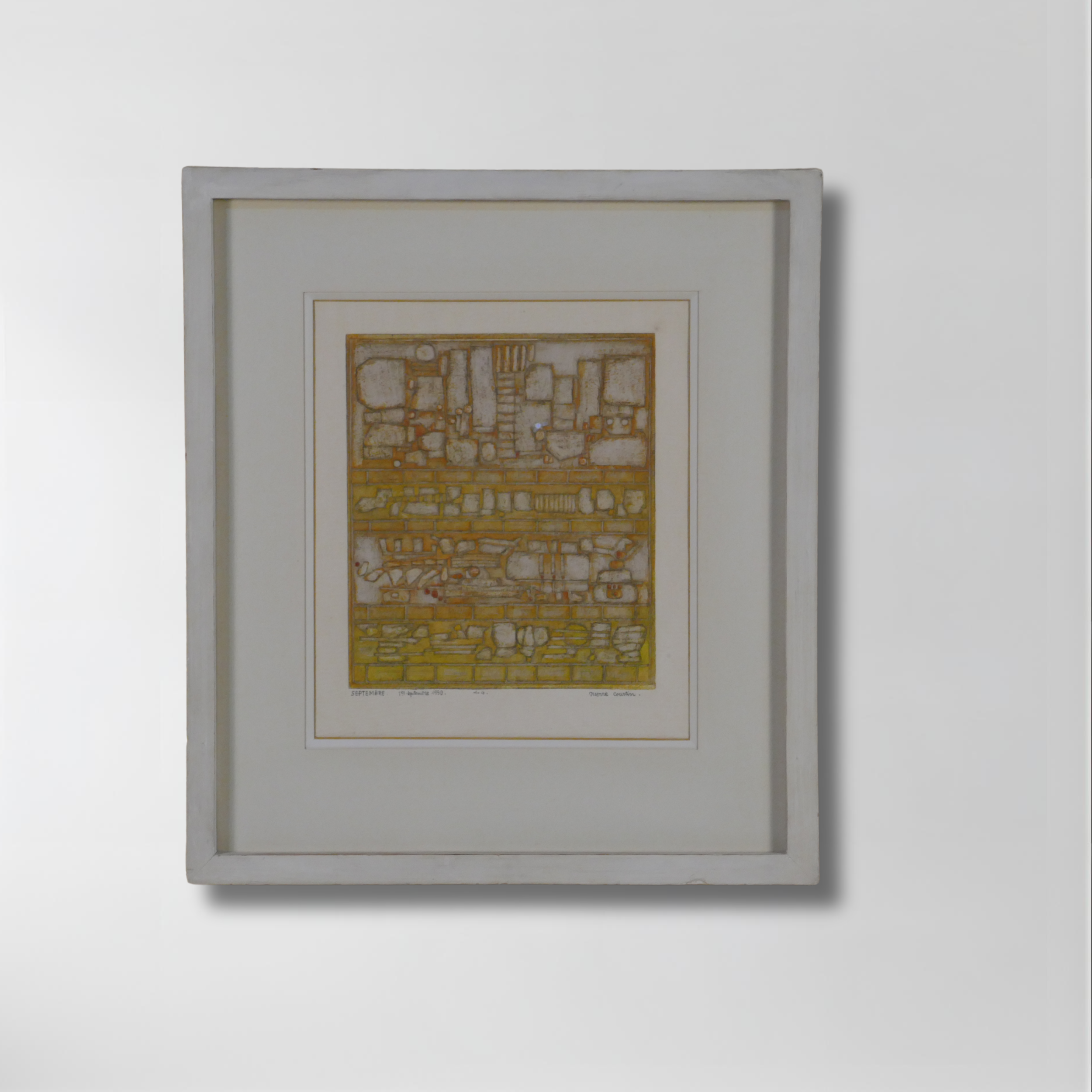 Pierre Courtin, "Septembre", Framed Limited Edition Engraving on Paper, 9 x 11