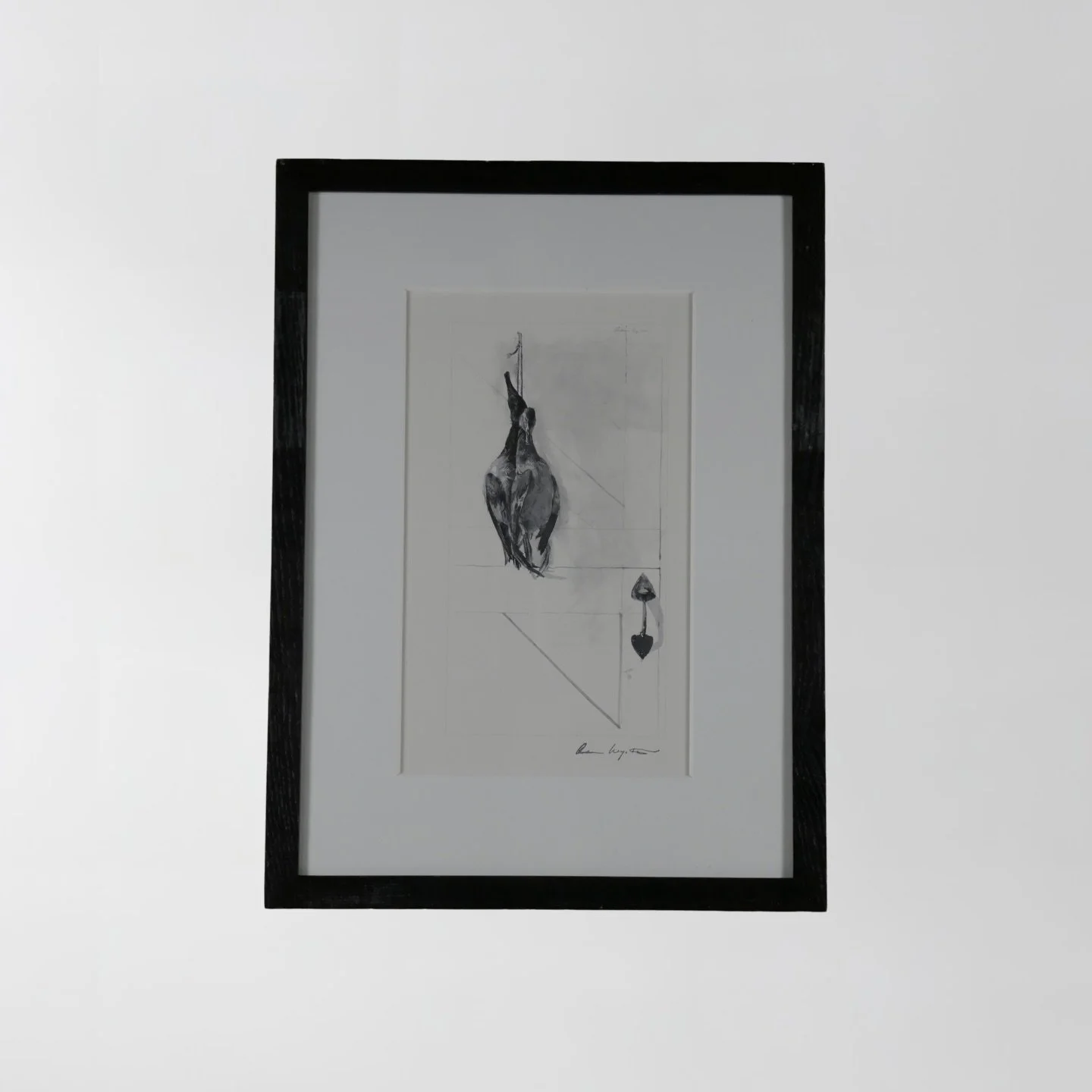 Original hand-signed lithograph by Andrew Wyeth &ndash; a true rarity in the market.

Two canvasback ducks hang in cold, still air, their feathers catching the faintest winter light. In this haunting 1963 print, Wyeth captures the stark poetry of rur