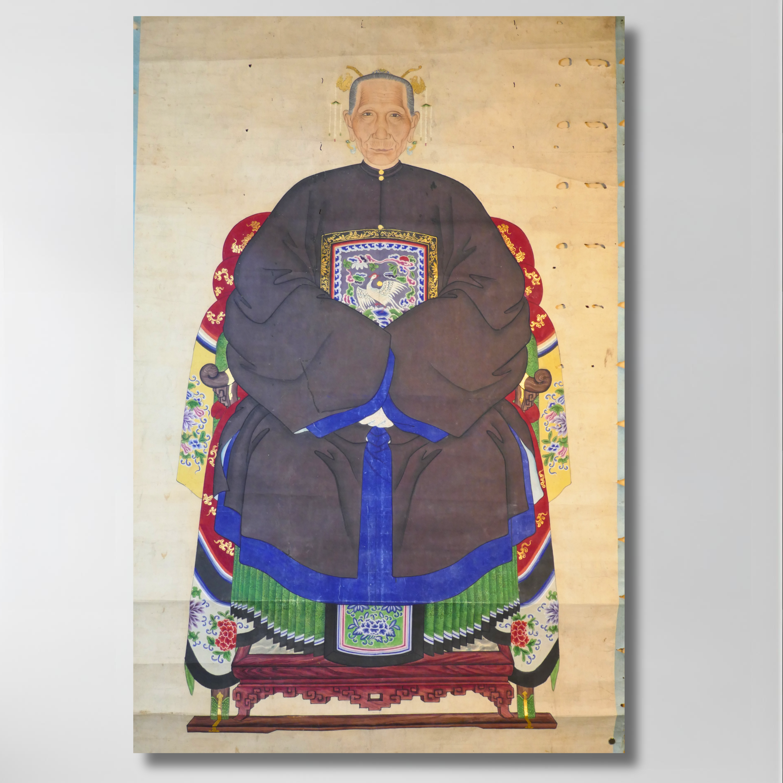 Unsigned, Unframed Ink and Color on Paper Scroll, 38 x 70