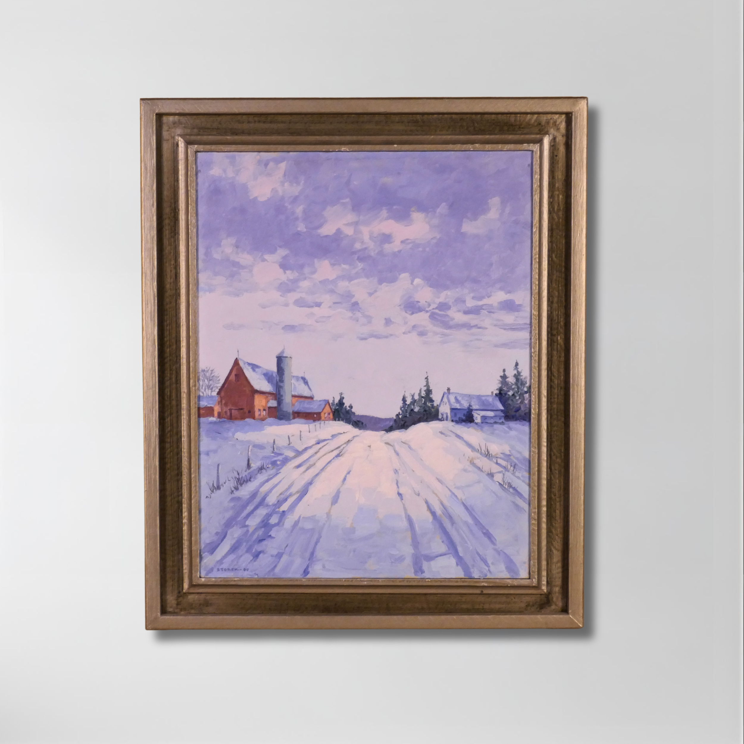 J. Alvin Storck, "Over the Hill", Framed Oil on Board, 15 x 19