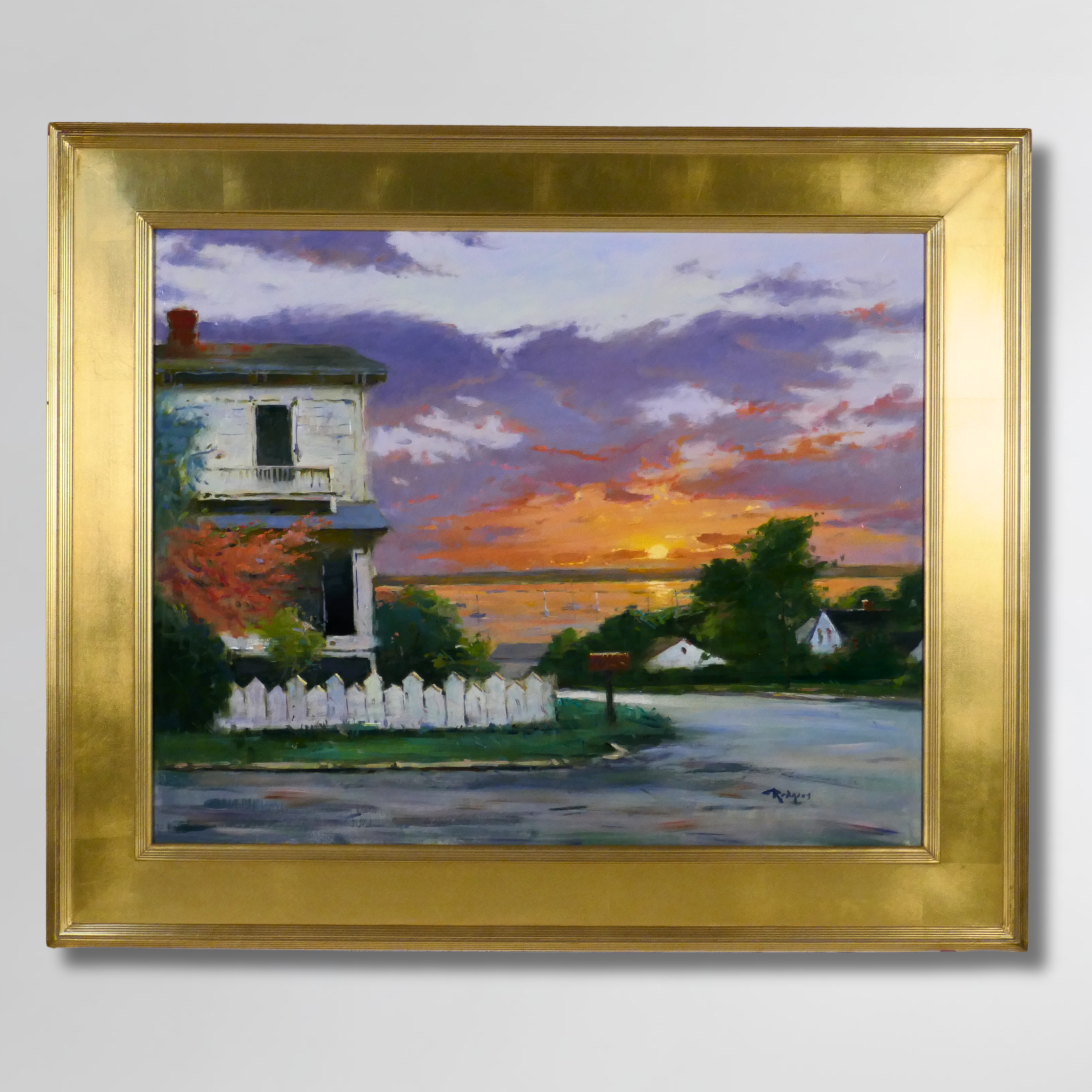 Jim Rogders, "Sunset", Framed Oil on Board, 30 x 24