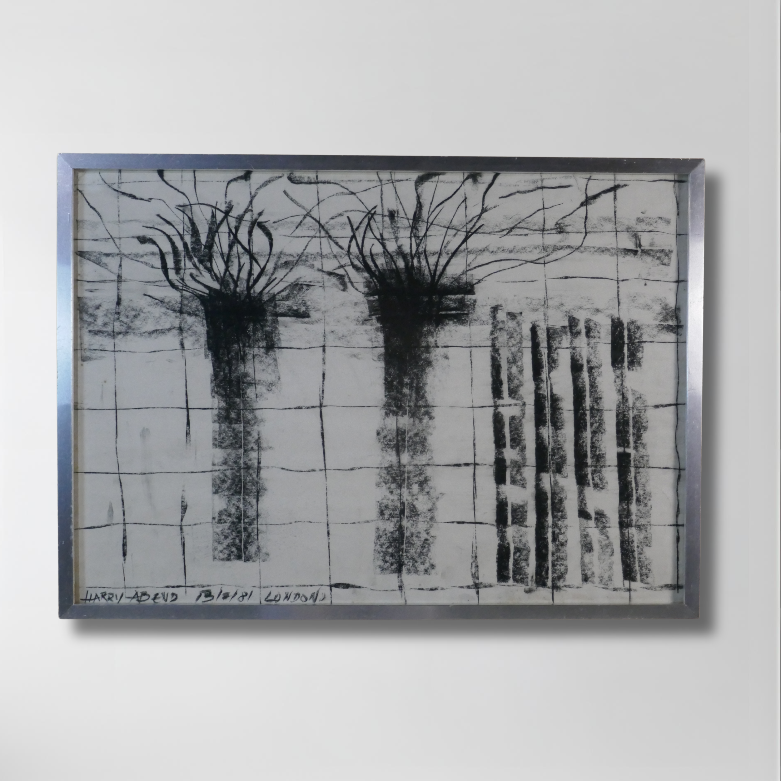 Harry Abend, Framed Charcoal on Paper, 23 x 16