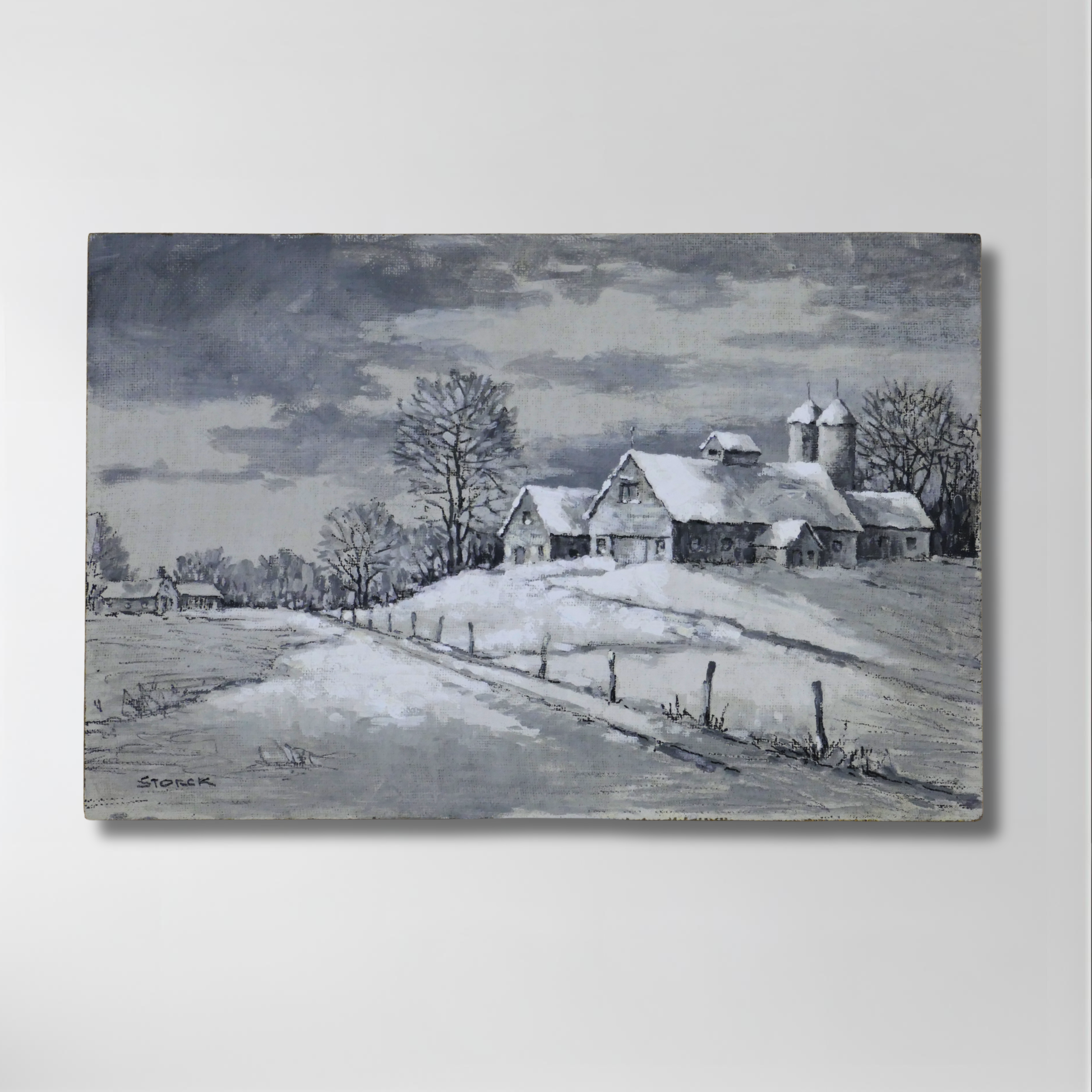 J. Alvin Storck, "Fairview Farm", Unframed Acrylic on Burlap, 29 x 19