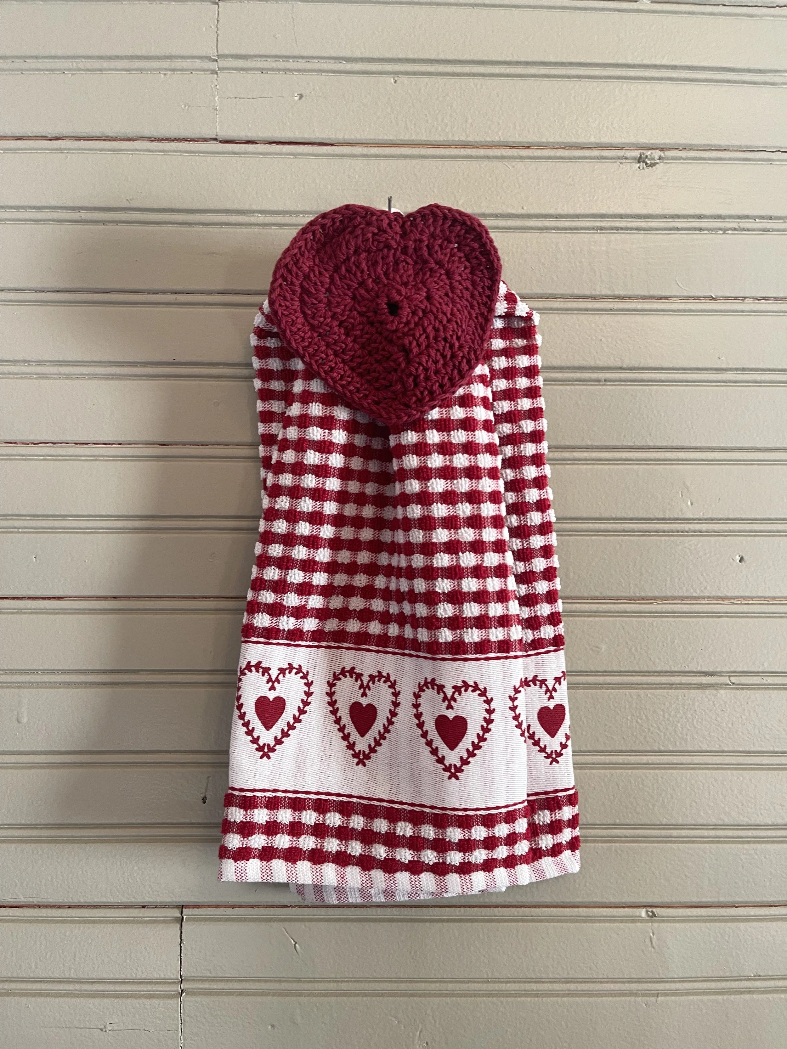 Crocheted Valentine's Towel Topper