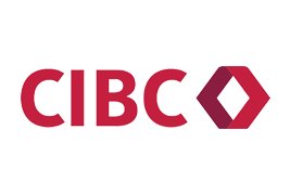 CIBC logo with uppercase letters and stylized hexagon shape on black background