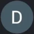 Dark gray circle with a white letter 'D' in the center