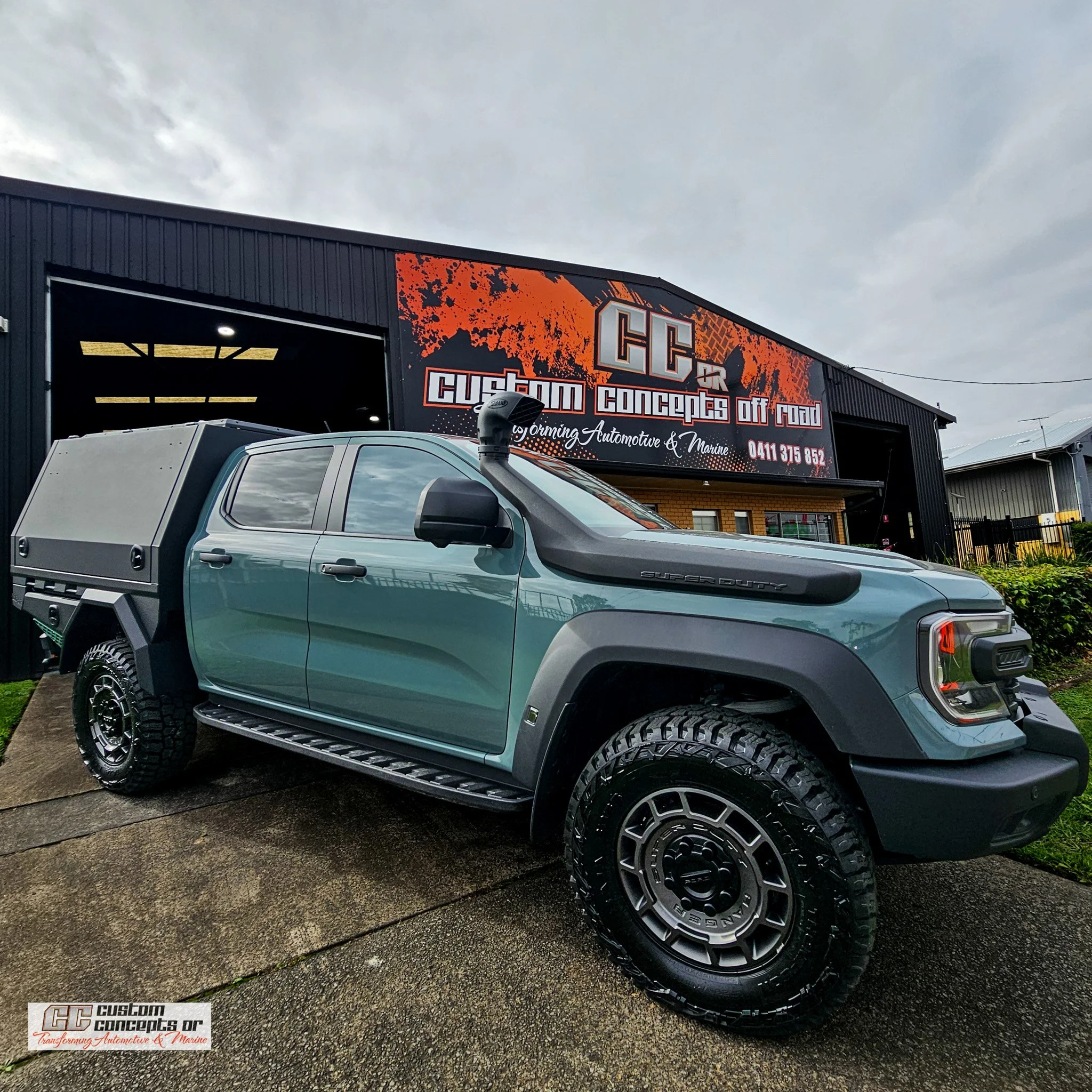 Custom Super Duty touring module showcasing heavy-duty aluminium construction, premium storage and precision fabrication by Custom Concepts Off-Road.
