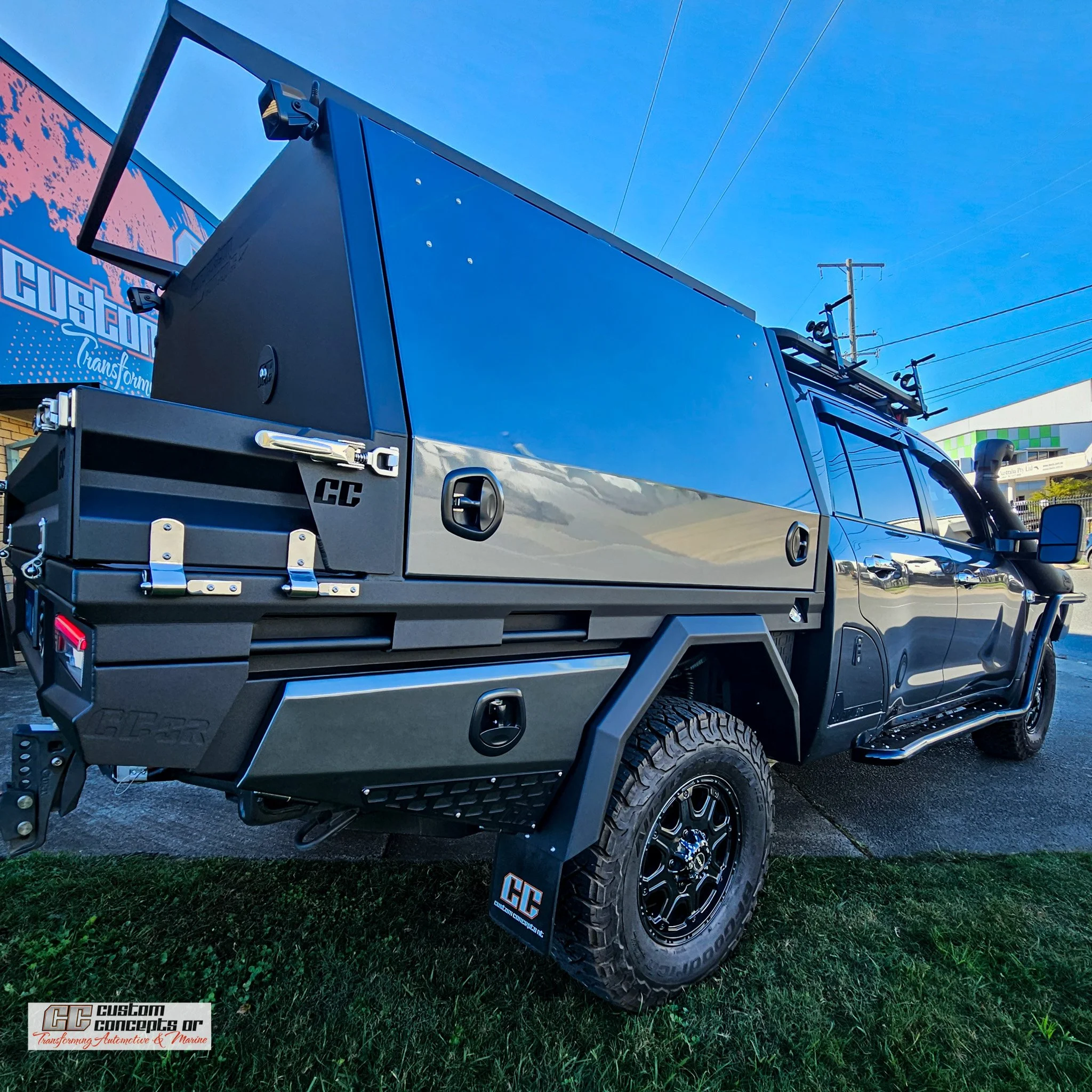 Toyota LandCruiser 200 Series chopped and fitted with a custom aluminium chassis-mounted module, built in Brisbane by Custom Concepts Off-Road.
