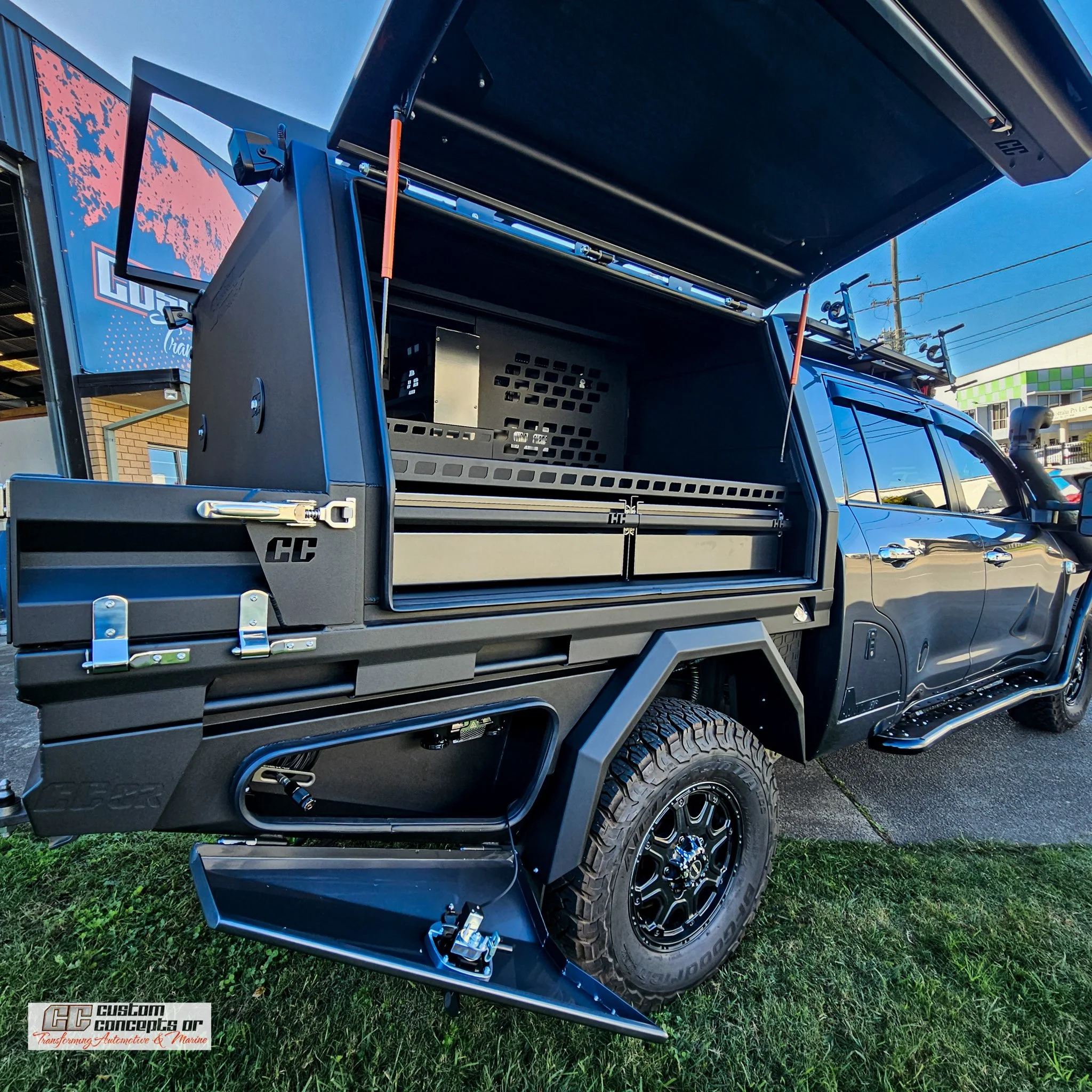 Toyota LandCruiser 200 Series chopped and fitted with a custom aluminium chassis-mounted module, built in Brisbane by Custom Concepts Off-Road.