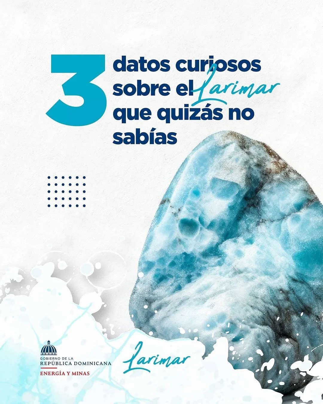 Repost from @energiayminasrd&bull;El larimar es mucho m&aacute;s que una joya preciosa 💎, es un tesoro que guarda historias &uacute;nicas de nuestra geograf&iacute;a y nuestra gente.

➡️ Desliza para descubrir tres datos interesantes que hacen de es