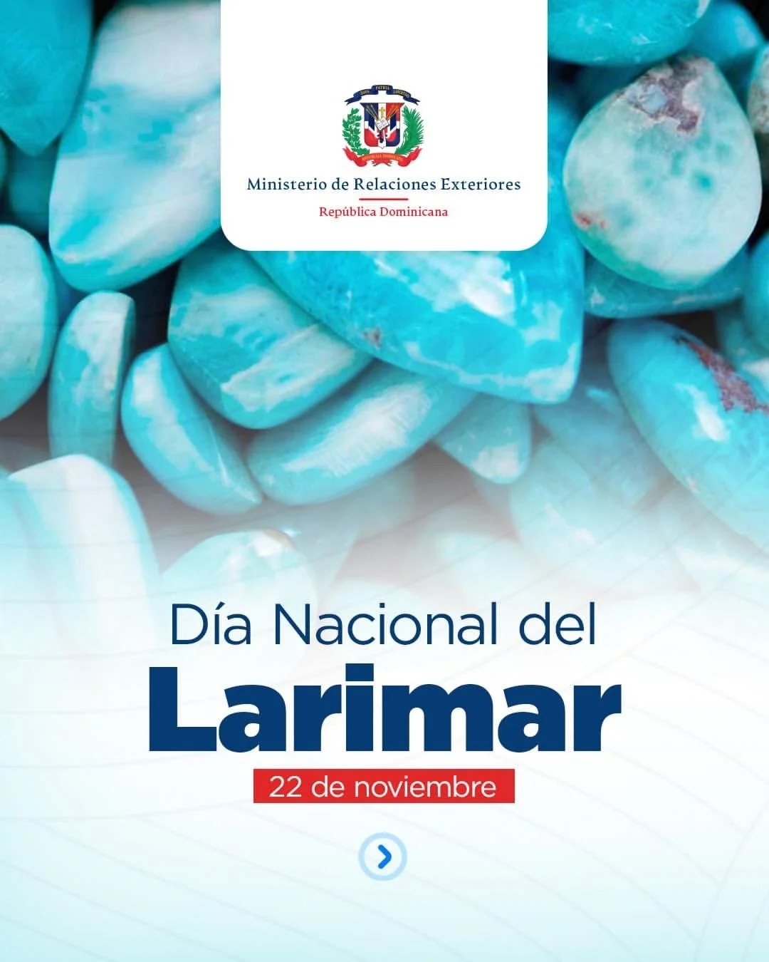 Repost from @mirexrd
&bull;
🇩🇴 Hoy, con orgullo celebramos el D&iacute;a del Larimar, la piedra nacional de Rep&uacute;blica Dominicana, constituida como un s&iacute;mbolo de la identidad y patrimonio cultural de la naci&oacute;n.💎

Desde el #MIRE