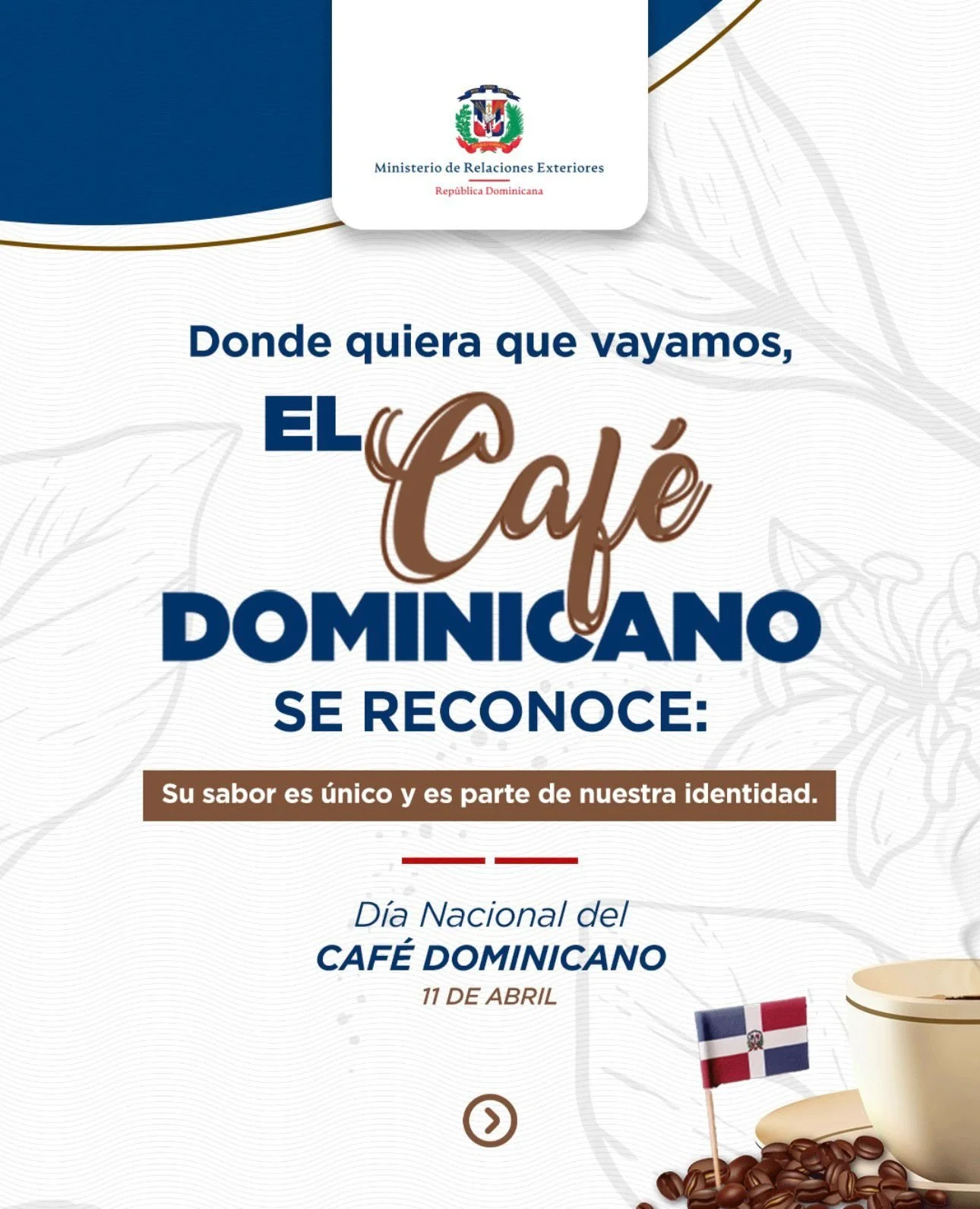 ☕ Celebramos lo mejor de lo nuestro en el #D&iacute;aNacionalDelCaf&eacute;.

En Rep&uacute;blica Dominicana reconocemos uno de los productos m&aacute;s emblem&aacute;ticos de nuestra agricultura y el valor de toda la cadena cafetalera nacional.

Nue