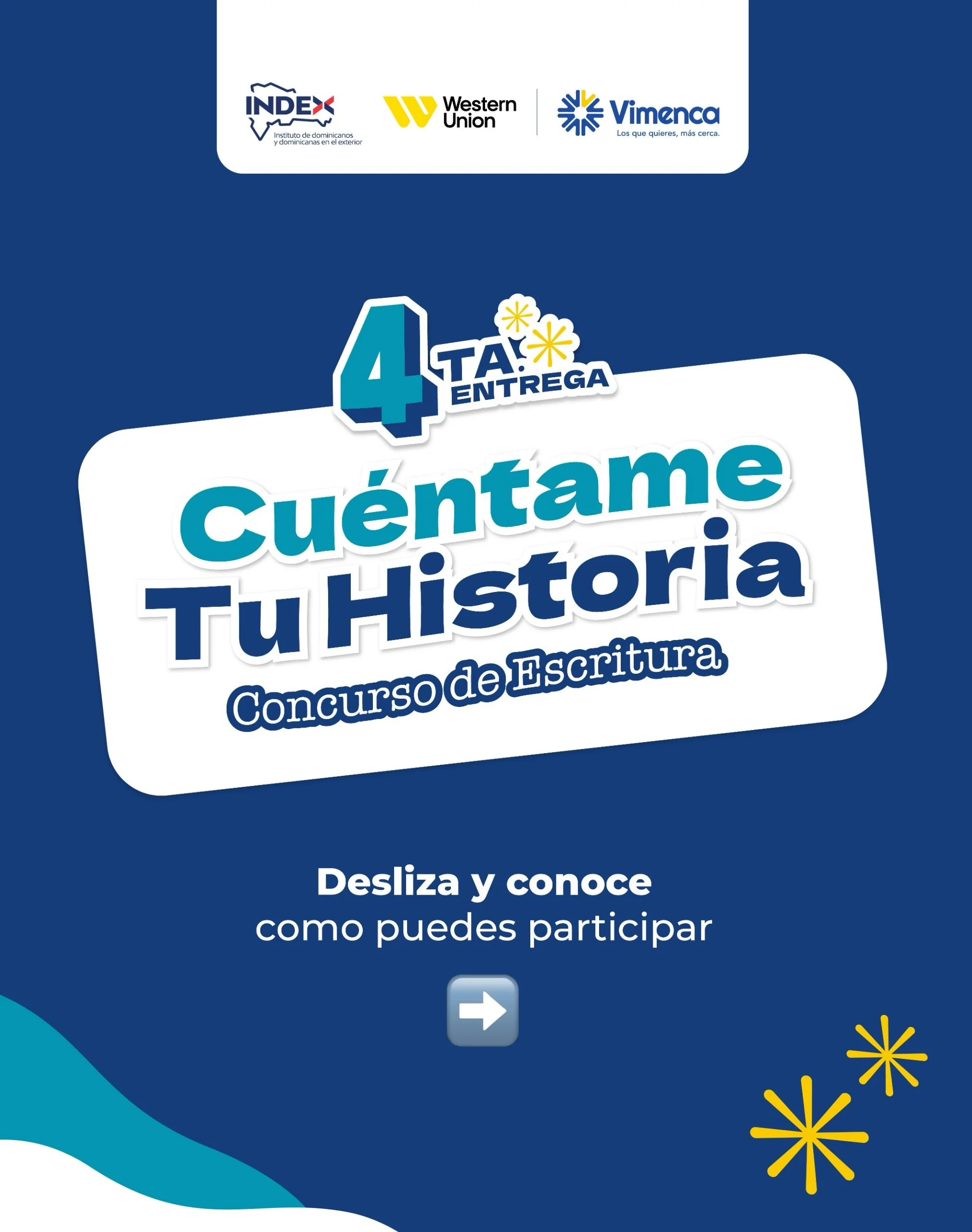 ✍️📚 &iexcl;Tu historia tambi&eacute;n merece ser contada!

Participa en la 4.&ordf; edici&oacute;n de #Cu&eacute;ntameTuHistoria, un concurso de escritura dirigido a dominicanos residentes en el exterior que invita a compartir experiencias, vivencia