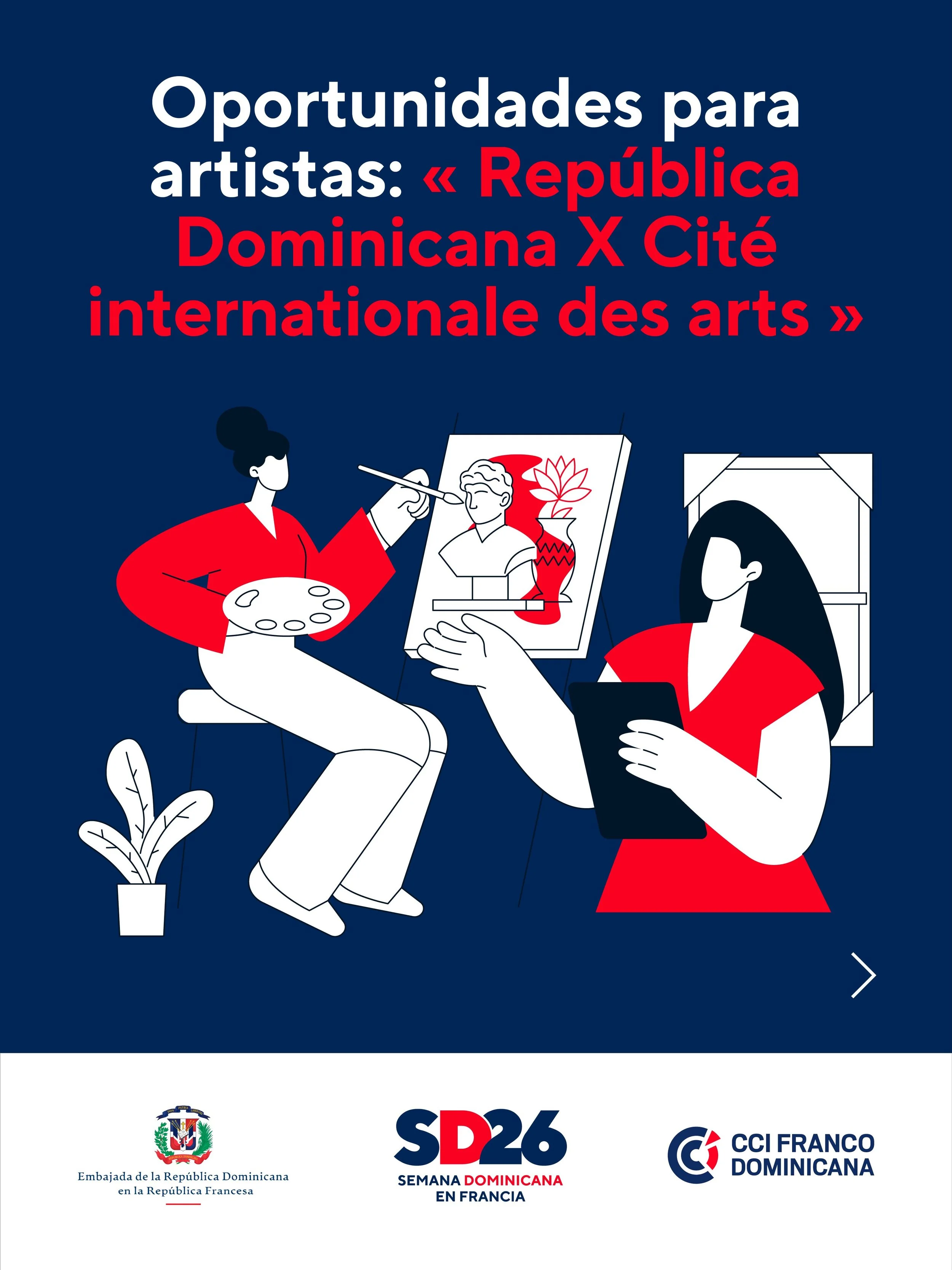 🖌️ Oportunidades para artistas: &laquo;Rep&uacute;blica Dominicana X Cit&eacute; internationale des arts&raquo;
 
Un nuevo programa de residencias art&iacute;sticas, impulsado por la Embajada de la Rep&uacute;blica Dominicana en Francia con el auspi