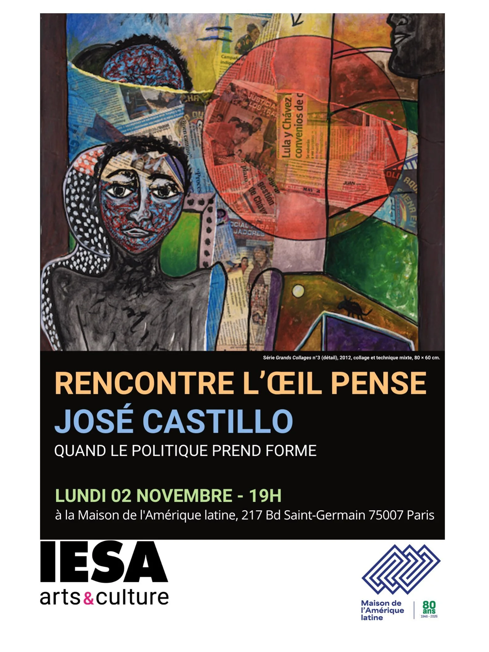 La prochaine rencontre &ldquo;L&rsquo;Oeil Pense&rdquo; &agrave; la Maison de l&rsquo;Am&eacute;rique Latine portera sur l&rsquo;oeuvre de l&rsquo;artiste dominicain Jos&eacute; Castillo. Elle sera anim&eacute;e le lundi 2 novembre &agrave; 19h00 par